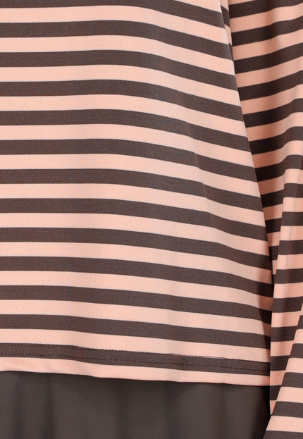 NEW110226 Bruin Oranje Gestreepte Longsleeve
