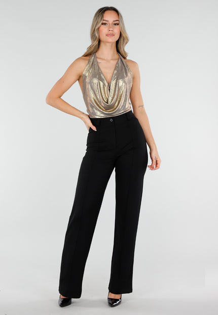 NEW110226 Gouden Haltertop met Watervalhals