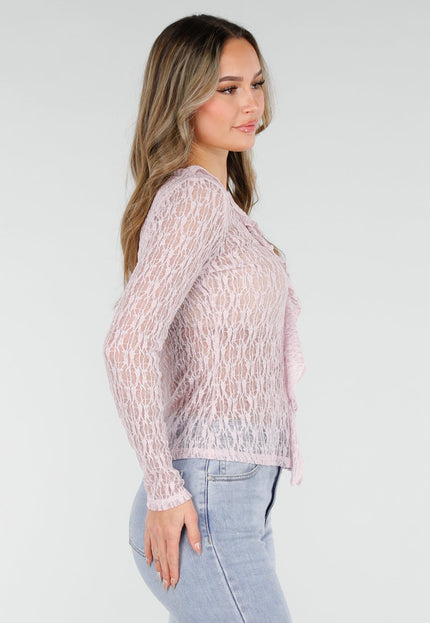 NEW110226 Lichtroze Kanten Top met Ruches