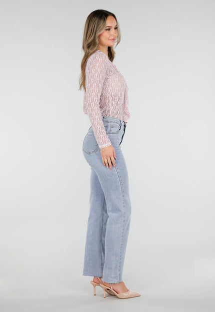 NEW110226 Lichtroze Kanten Top met Ruches