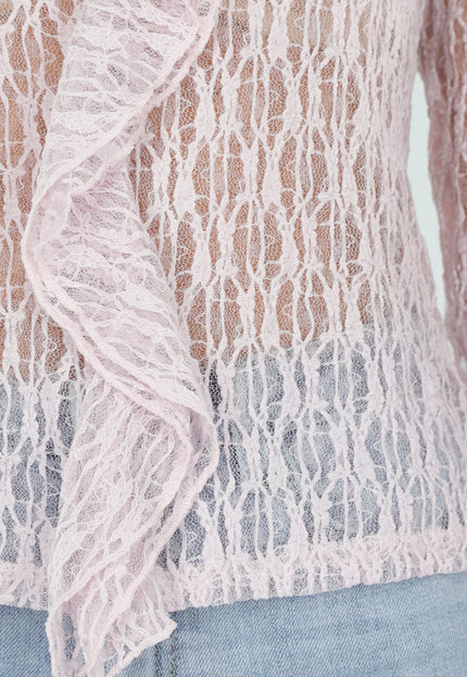 NEW110226 Lichtroze Kanten Top met Ruches