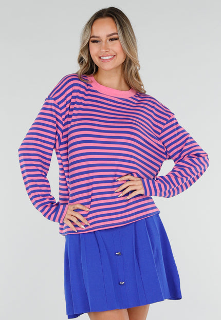 NEW110226 Roze en Blauwe Gestreepte Longsleeve