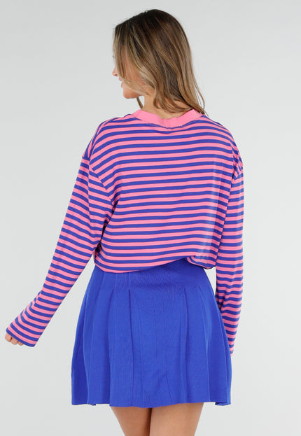 NEW110226 Roze en Blauwe Gestreepte Longsleeve