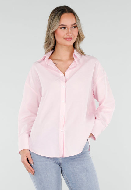 NEW110226 Roze Katoenen Blouse met Knoopsluiting
