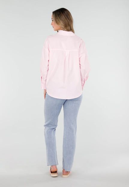 NEW110226 Roze Katoenen Blouse met Knoopsluiting