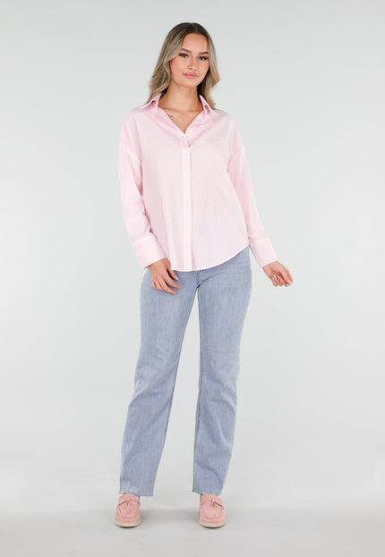 NEW110226 Roze Katoenen Blouse met Knoopsluiting