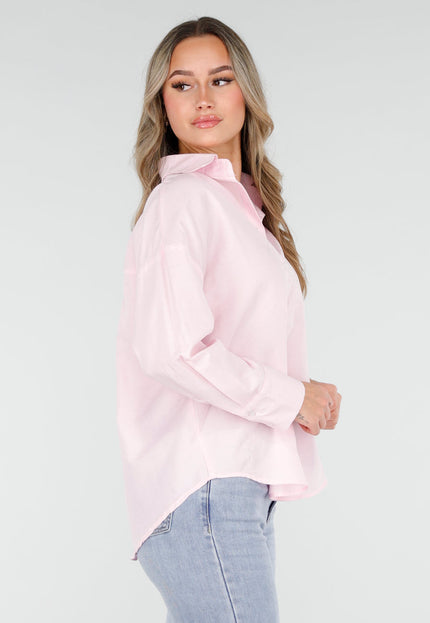 NEW110226 Roze Katoenen Blouse met Knoopsluiting
