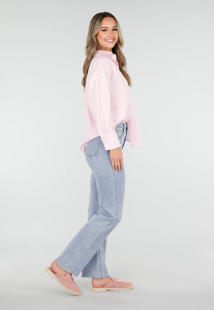 NEW110226 Roze Katoenen Blouse met Knoopsluiting