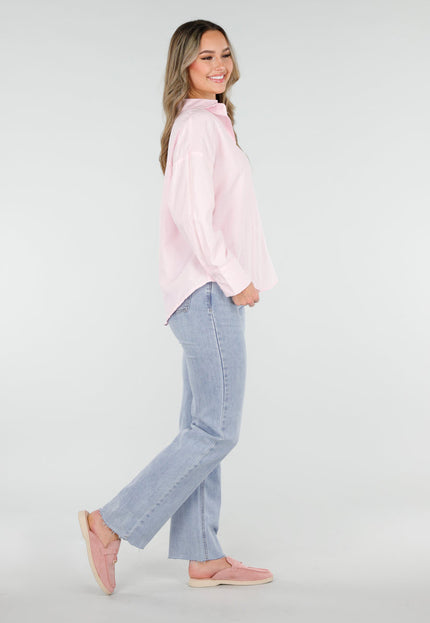 NEW110226 Roze Katoenen Blouse met Knoopsluiting