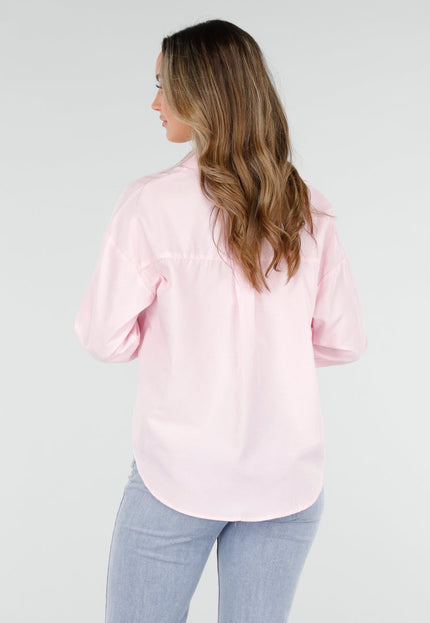 NEW110226 Roze Katoenen Blouse met Knoopsluiting