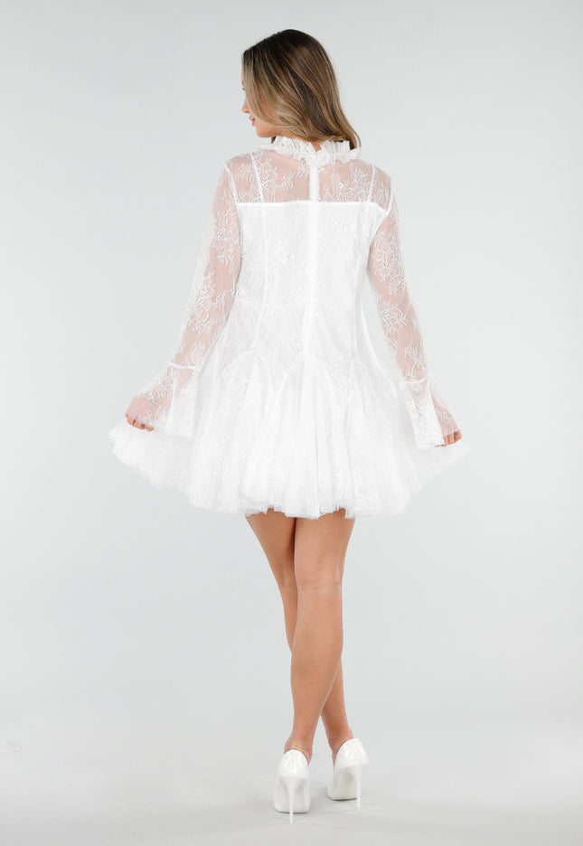 NEW110226 Wit Kort Kanten Jurkje