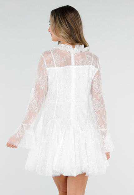 NEW110226 Wit Kort Kanten Jurkje