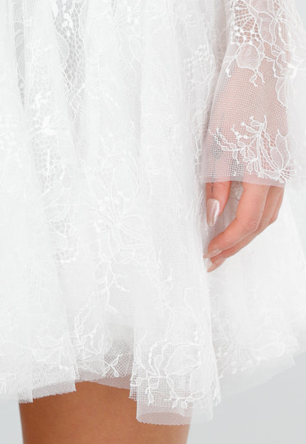 NEW110226 Wit Kort Kanten Jurkje