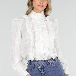 NEW110226 Witte Blouse met Ruches