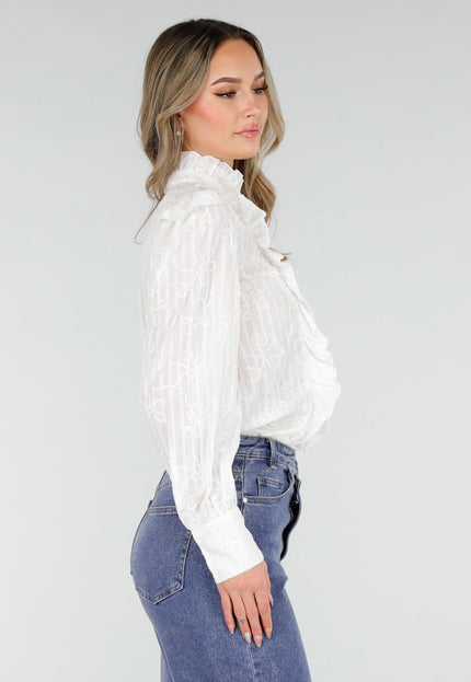 NEW110226 Witte Blouse met Ruches