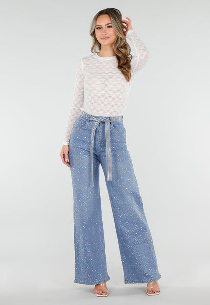 NEW110226 Witte Mesh Body met Lange Mouwen