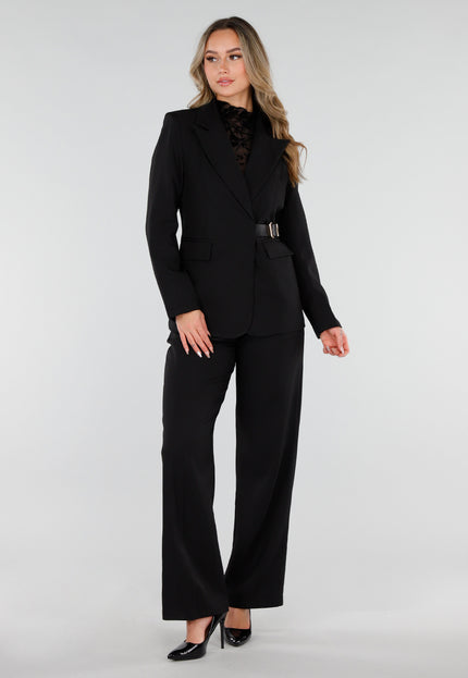 NEW110226 Zwarte Blazer met Gesp Ceintuur