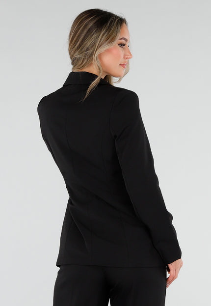 NEW110226 Zwarte Blazer met Gesp Ceintuur