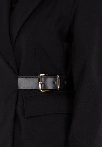 NEW110226 Zwarte Blazer met Gesp Ceintuur