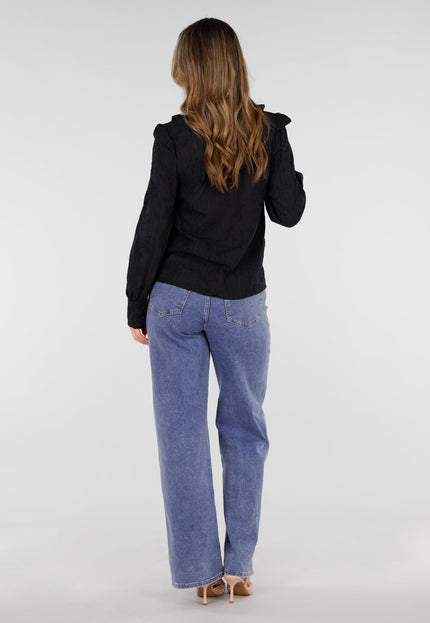 NEW110226 Zwarte Blouse met Ruches