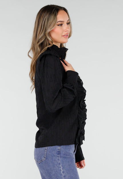 NEW110226 Zwarte Blouse met Ruches