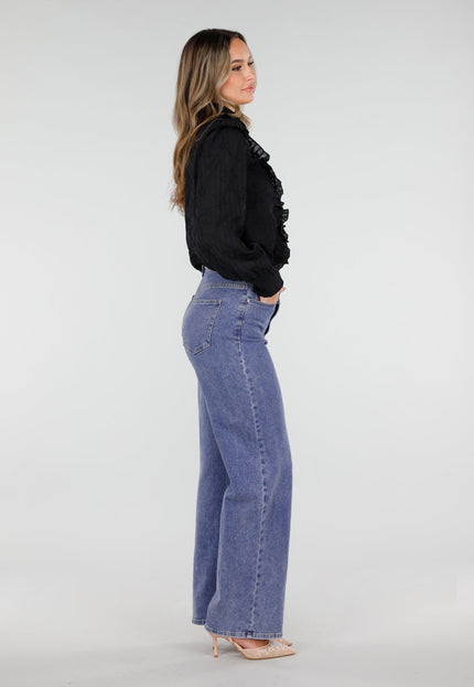 NEW110226 Zwarte Blouse met Ruches