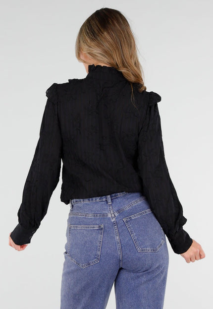 NEW110226 Zwarte Blouse met Ruches