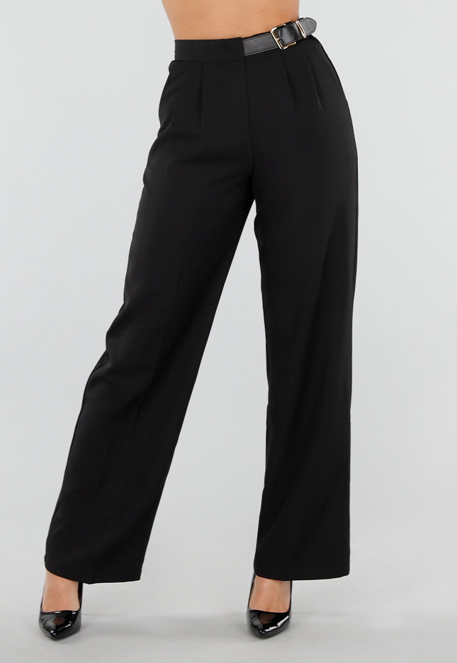 NEW110226 Zwarte Pantalon met Vaste Ceintuur