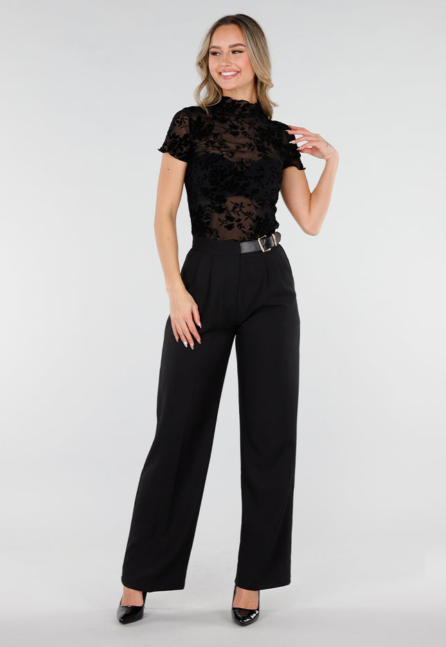 NEW110226 Zwarte Pantalon met Vaste Ceintuur