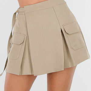 NEW110326 Beige Cargo Skort