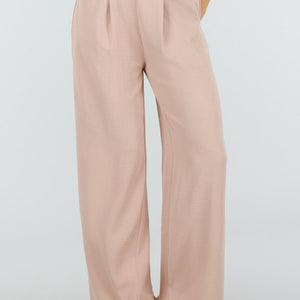NEW110326 Beige Linnenlook Petite Pantalon
