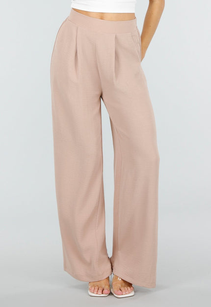 NEW110326 Beige Linnenlook Petite Pantalon