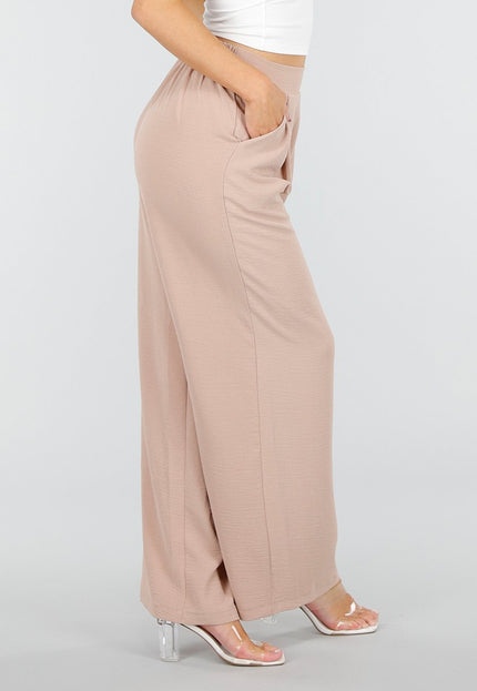 NEW110326 Beige Linnenlook Petite Pantalon