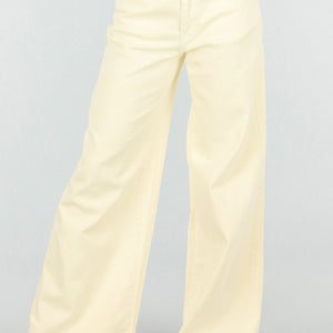 NEW110326 Lichtgele Wide Leg Jeans met High Waist