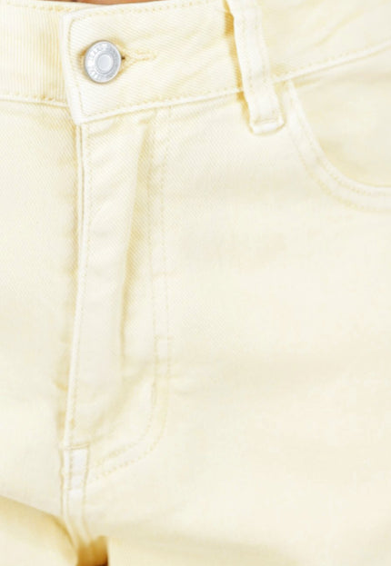 NEW110326 Lichtgele Wide Leg Jeans met High Waist