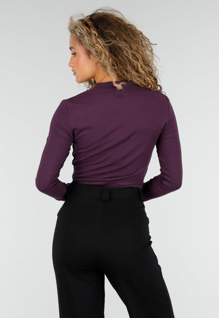 NEW110326 Paarse Overslag Top met Lange Mouwen