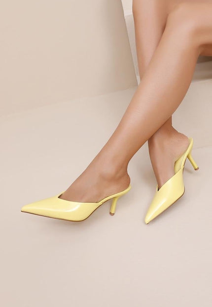 NEW110326 Gele Lederlook Muiltje Pumps