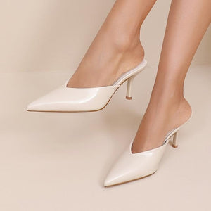 NEW110326 Beige Lederlook Muiltje Pumps