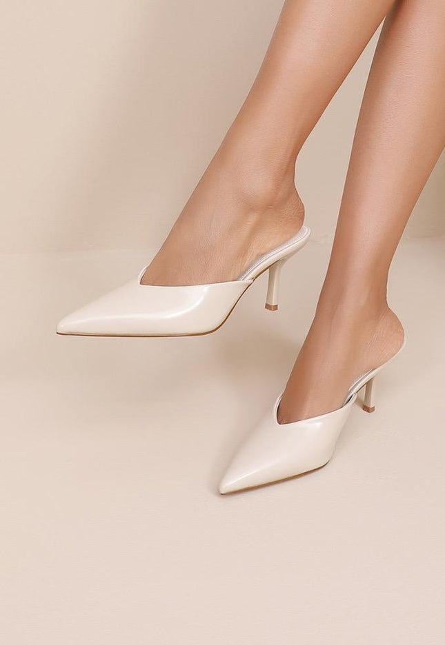 NEW110326 Beige Lederlook Muiltje Pumps