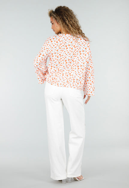 NEW110326 Witte Blouse met Bloemen en Strik