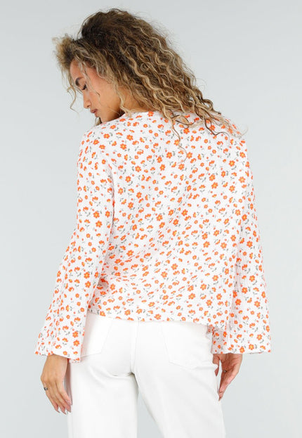 NEW110326 Witte Blouse met Bloemen en Strik