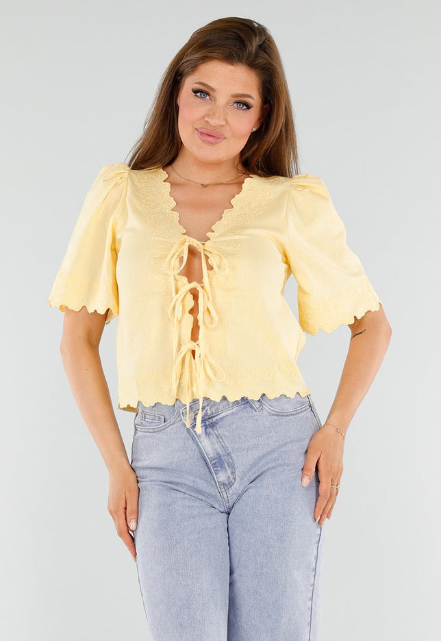 NEW110625 Butter Yellow Top met Striksluiting
