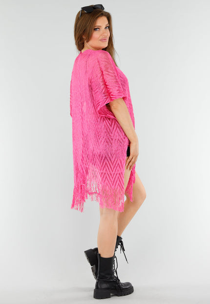 NEW110625 Fuchsia Cover-Up met Fringes