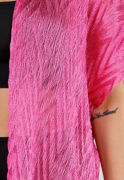 NEW110625 Fuchsia Cover-Up met Fringes