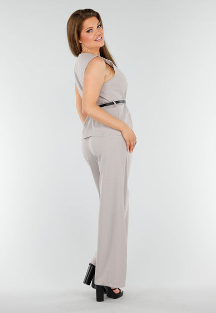 NEW110625 Grijze Set met Top en Wijde Broek