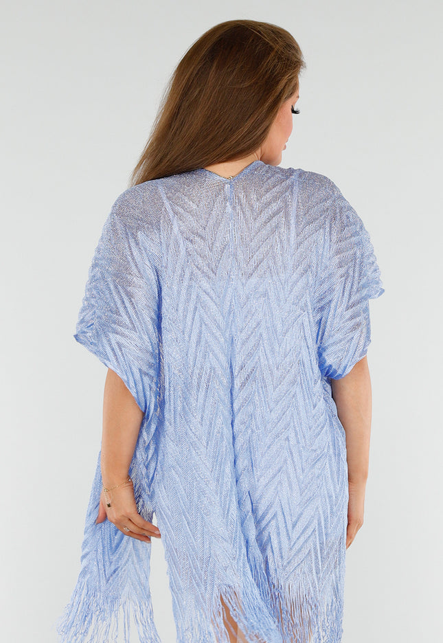 NEW110625 Lichtblauwe Cover-Up met Fringes