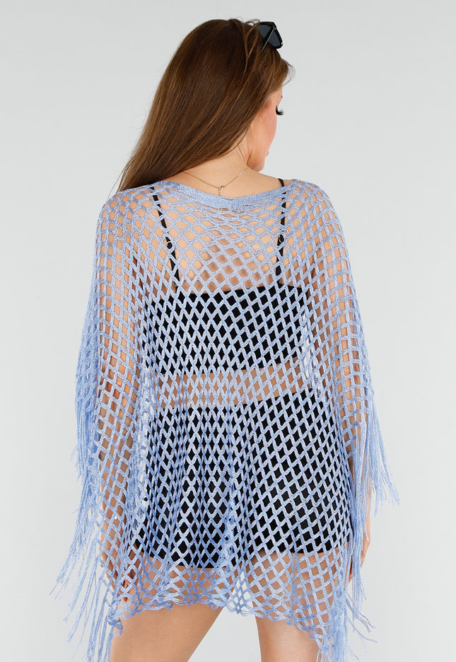 NEW110625 Lichtblauwe Fishnet Cover-Up