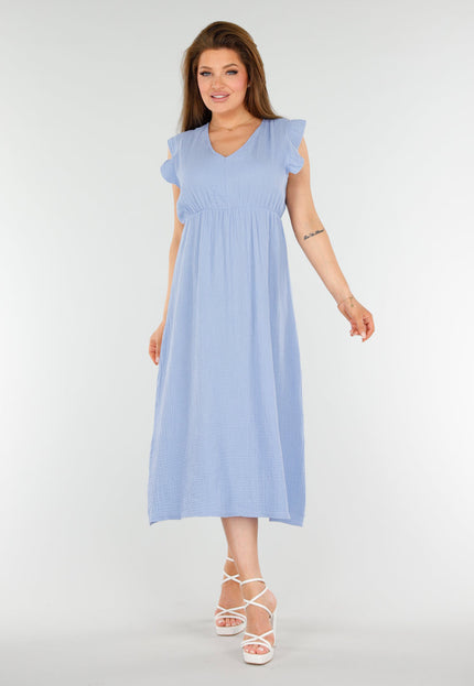 NEW110625 Lichtblauwe Midi Jurk