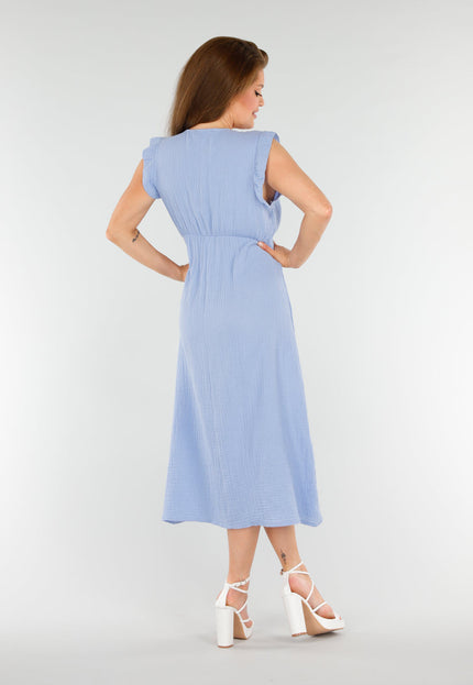 NEW110625 Lichtblauwe Midi Jurk