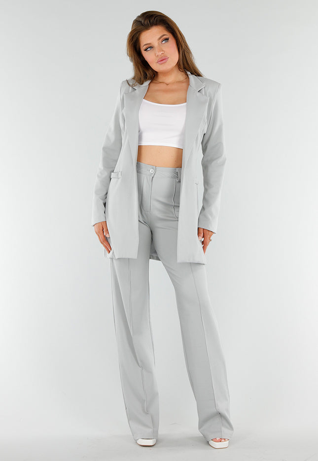 NEW110625 Lichtgrijze Tall Elastische Pantalon